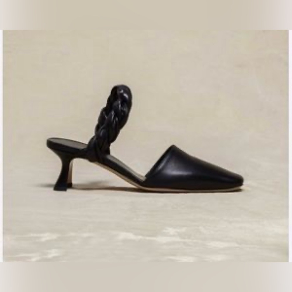 M. Gemi Braided Twist Leather Heeled Mule Pumps 37.5 - Picture 2 of 16